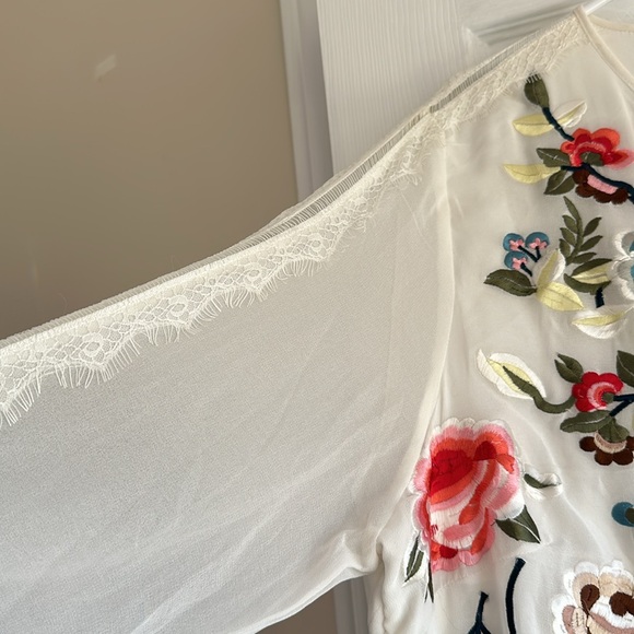 ASOS floral embroidered chiffon midi peasant dress - Picture 7 of 9